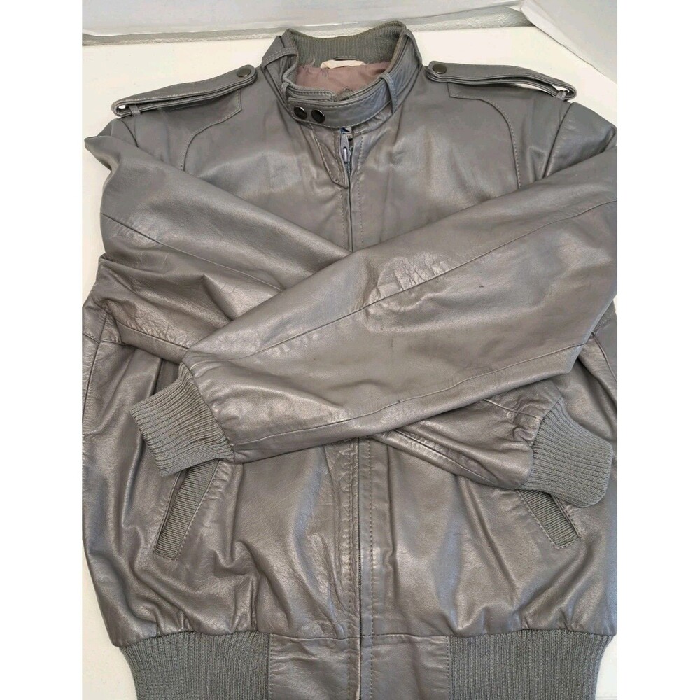 Vintage Members Only Men’s Leather Jacket Size 40 Gray - Picture 11 of 15